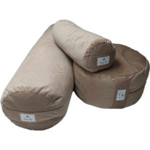 Bolster + poducha Zafu + mały wałek CAPPUCCINO