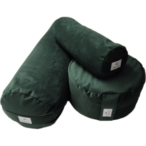 Bolster + poducha Zafu + mały wałek - Butelkowa zieleń